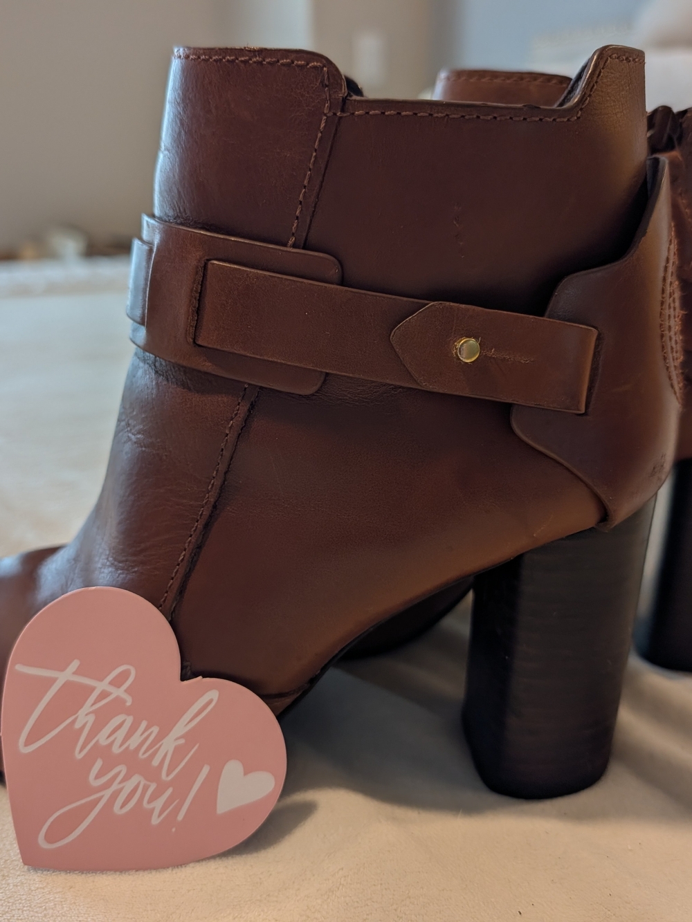 Brown Leather Ankle Booties - Classic Women's Heeled Boots